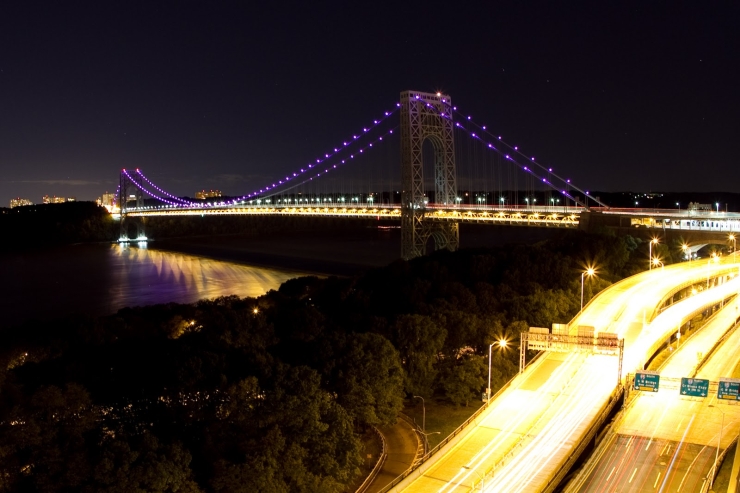 George Washington Bridge with Purple Lights 10 1 10 3