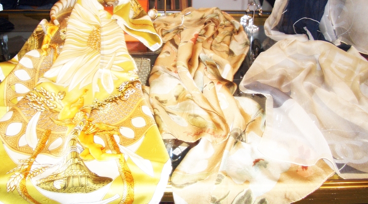 hermes ralph lauren and chanel silk scarves