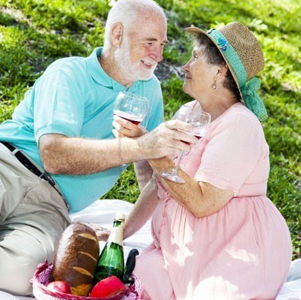7097481 beautiful senior couple on a romantic picnic for two