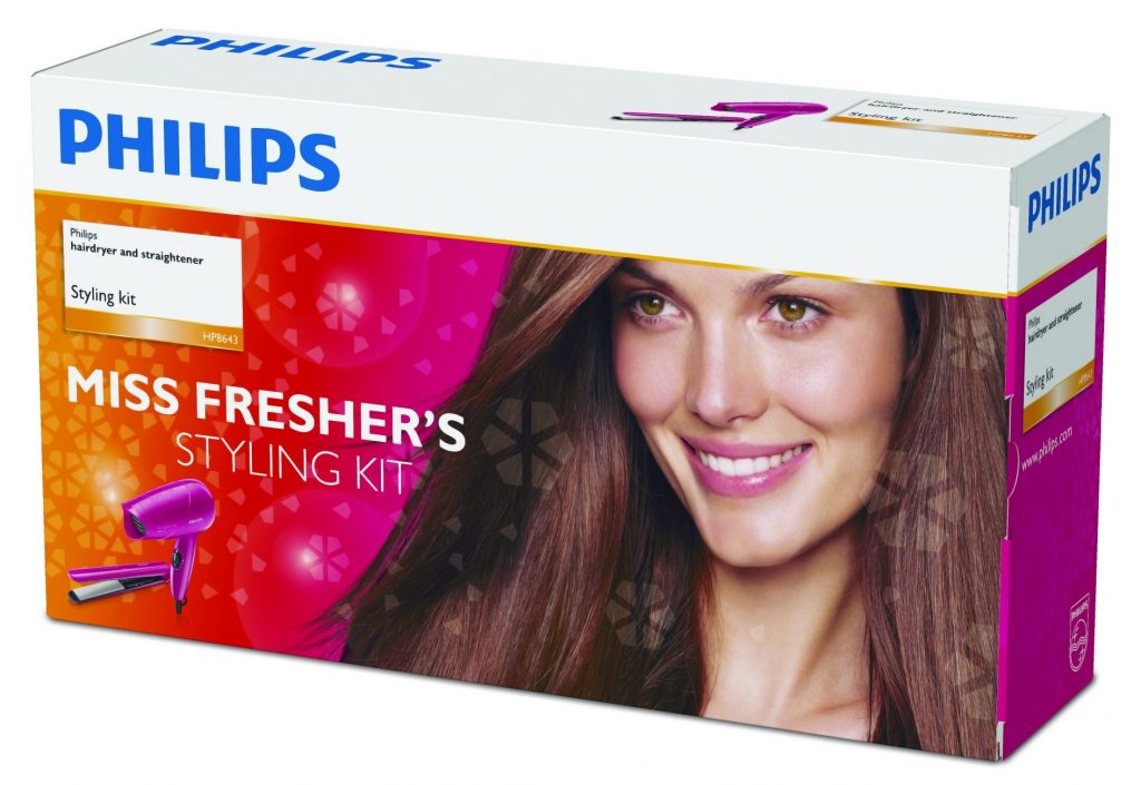 Philips HP 8643 Hair Straightener and Hair Dryer Combo Pack Miss Freshers Pack copy e1421284735924