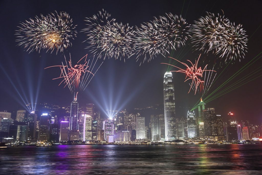 Fireworks Celebration at Hong Kong city