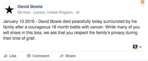 Photo: David Bowie/Facebook