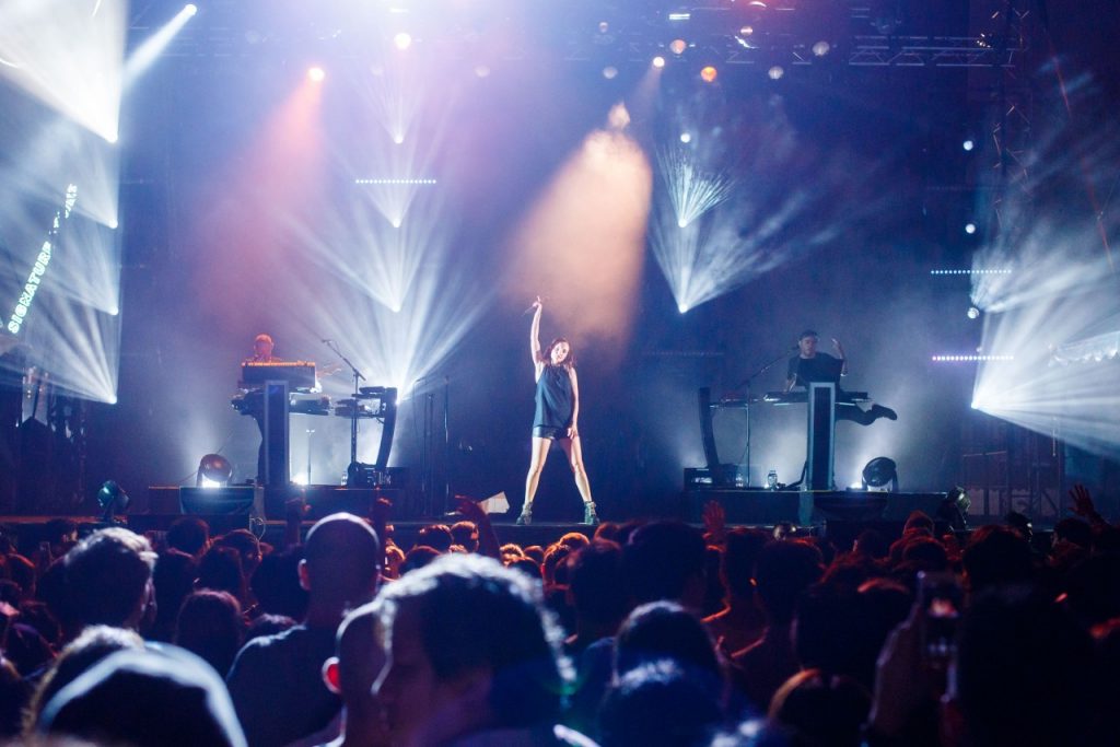 Chvrches, a Tiger Jams collaborator, performed for fans during at Tiger Jams Centerstage held on Sept 2 at Rhapsody Square, TREC KL