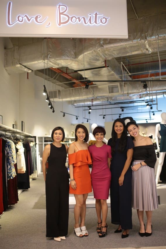 (L-R) Nelissa Hilman, Rachel Lim, Atilia Haron, Zaida Ibrahim and Viola Tan at the storefront of Love, Bonito's Pop Up Store in Paradigm Mall