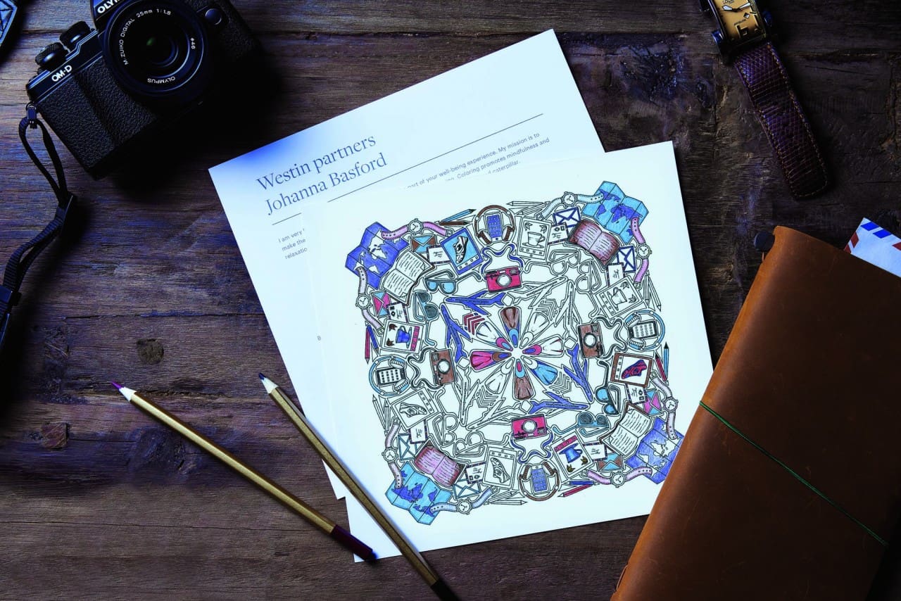 Westin partners Johanna Basford - Bespoke Coloring Sheet - Travel