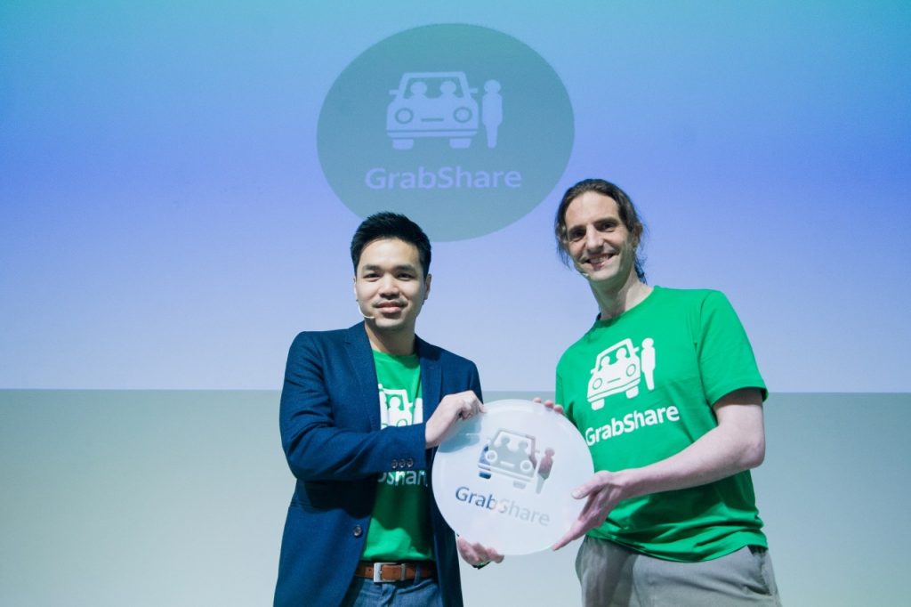 Grab Malaysia country head Sean Goh left and GrabShare software engineer Dominic Widdows 1