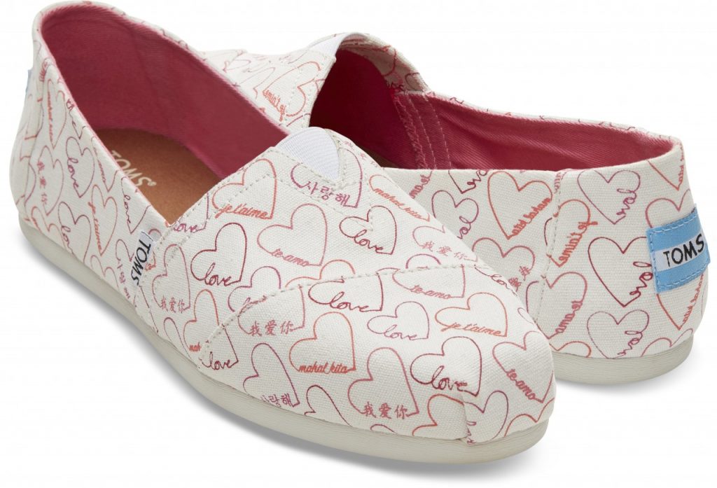 TOMS Pink Love Languages Women's Classics pair