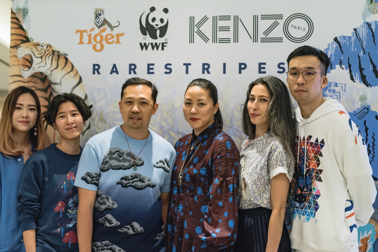 Emerging artists and KENZO co creative directors Humberto Leon and Carol Lim at the launch of Rare Stripes at GINZA6 Tokyo