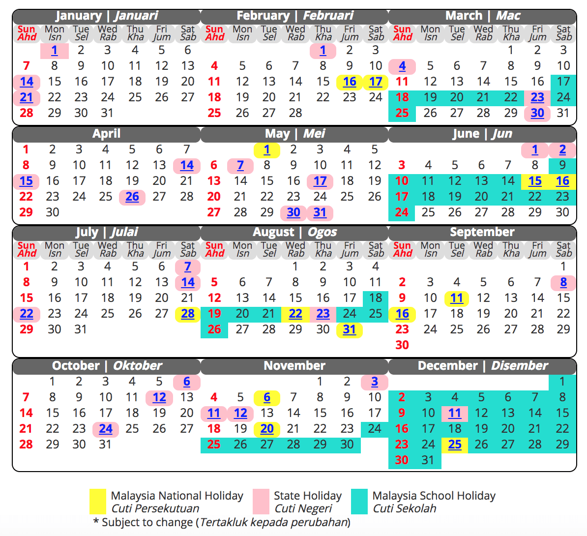 2025 Calendar With School Holidays Malaysia