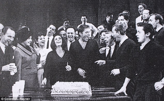 On stage Kit Culkin far right attends Elizabeth Taylors 32nd birthday party in 1962 with the Hamlet cast