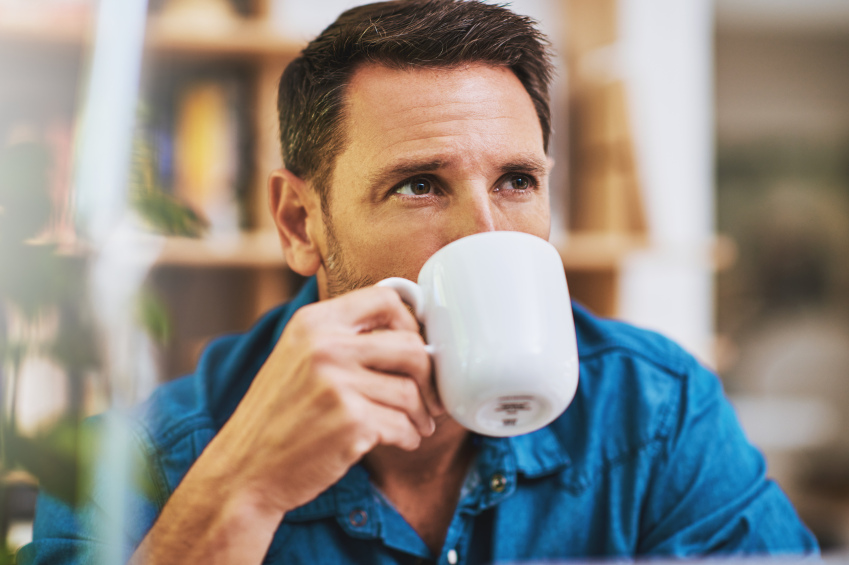 Guy drinking coffee